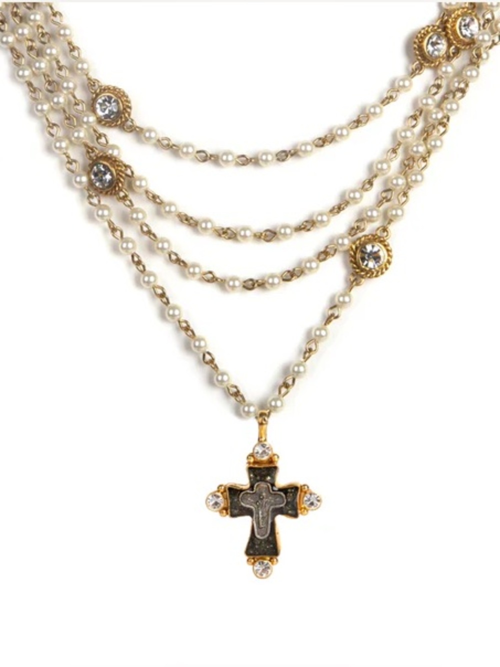 VSA Virgins Saints & Angels Magdalena Necklace 4mm Pearl Maria Cross Necklace - Picture 2 of 7
